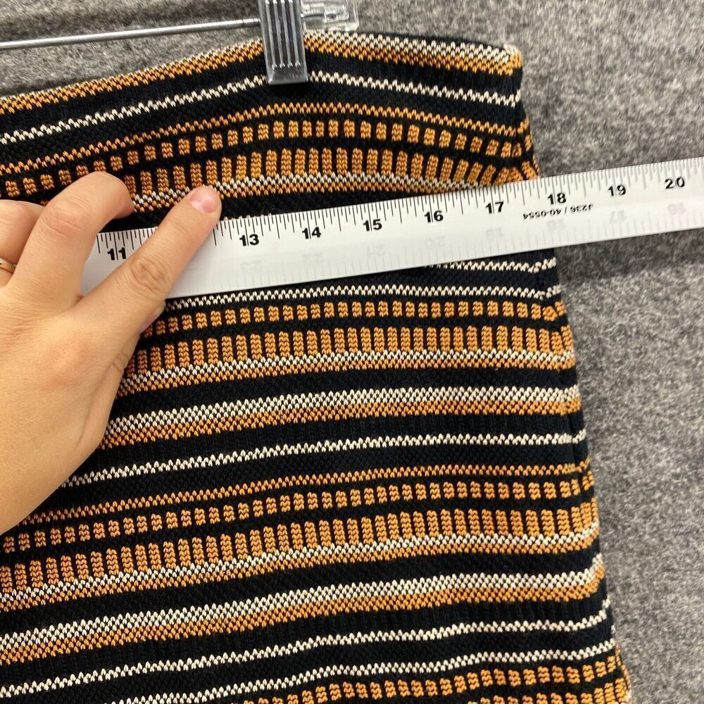 Doncaster Skirt Women 16 Plus Black Striped A-Line Midi Zipper Cotton Mid Rise - Picture 5 of 8